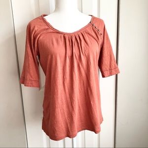 Burnt Orange Half Sleeve Scoop Neck Tee 🧡 J. Crew